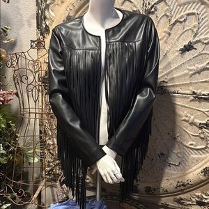 Adore Black Fringe Leather Jacket